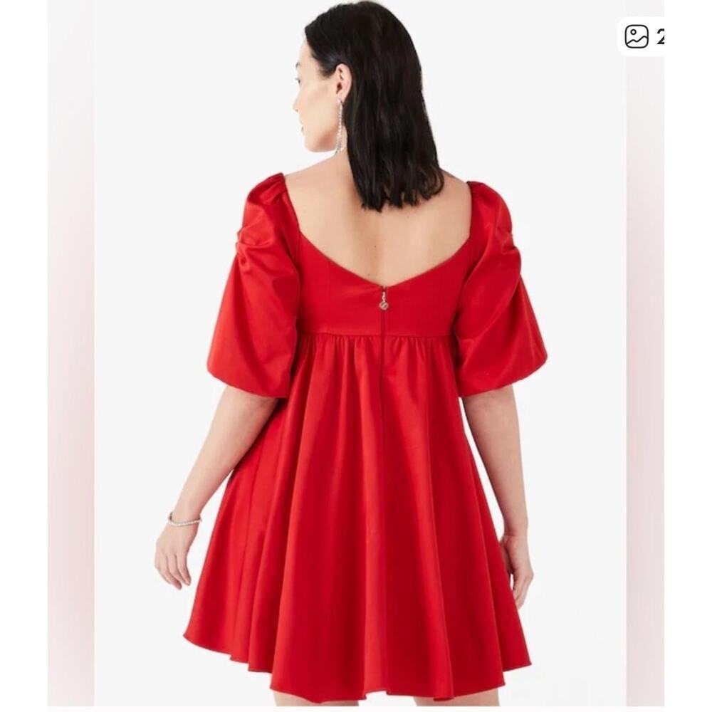 Kate Spade New York Dress Women's 8 Red Puff Sleeve Babydoll Mini Sweetheart Bow - Picture 4 of 12